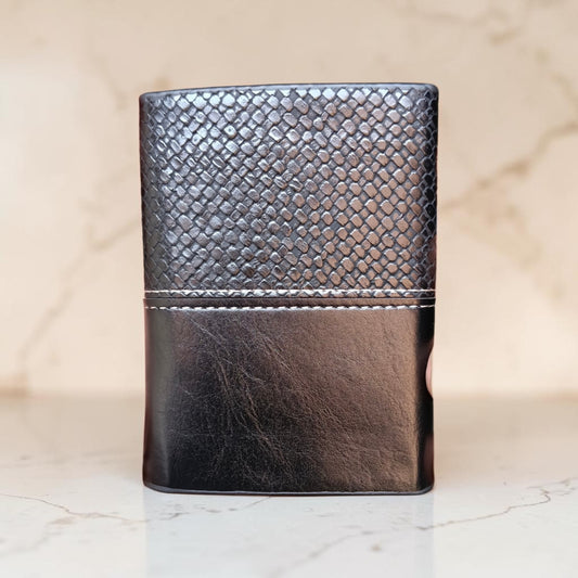 Men’s Leather Trifold Wallet with Clear ID Window & Multi-Card Slots