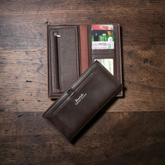 Premium Men's Long Leather Wallet – Multi Card Holder, Cash & Phone Organizer