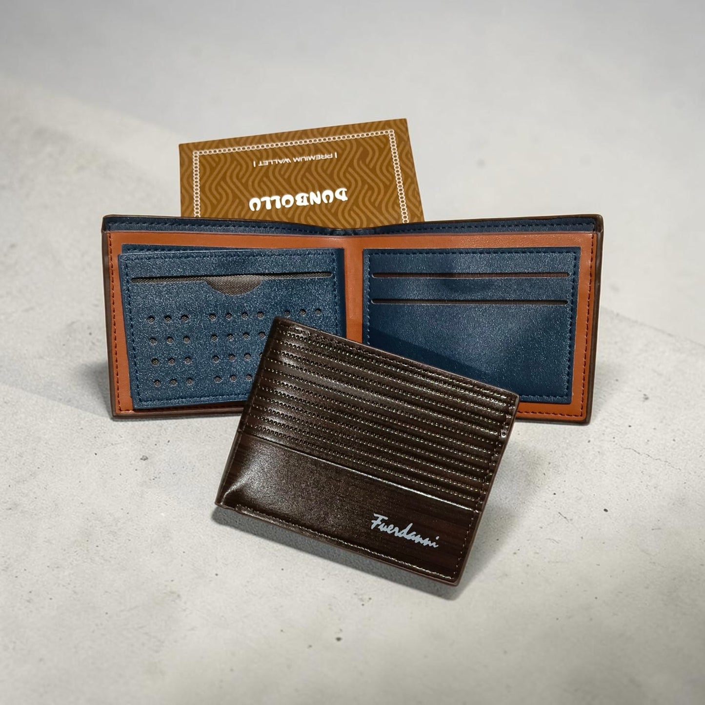 Fuerdanni Textured Striped Men's Bi-Fold Wallet