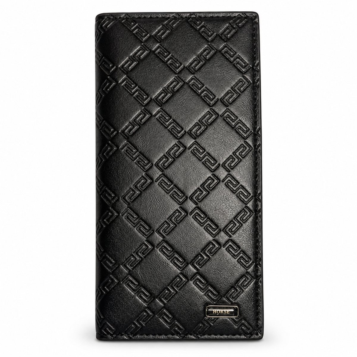 Premium Long Wallet for Men – Checkered Leather Design with Multiple Compartments
