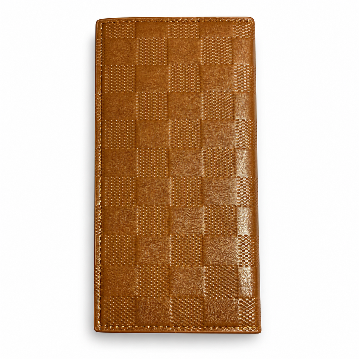 Premium Long Wallet for Men – Checkered Leather Design with Multiple Compartments