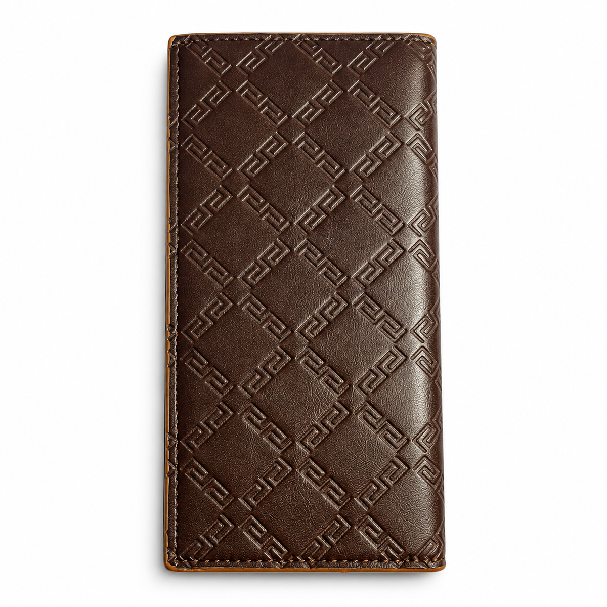 Premium Long Wallet for Men – Checkered Leather Design with Multiple Compartments