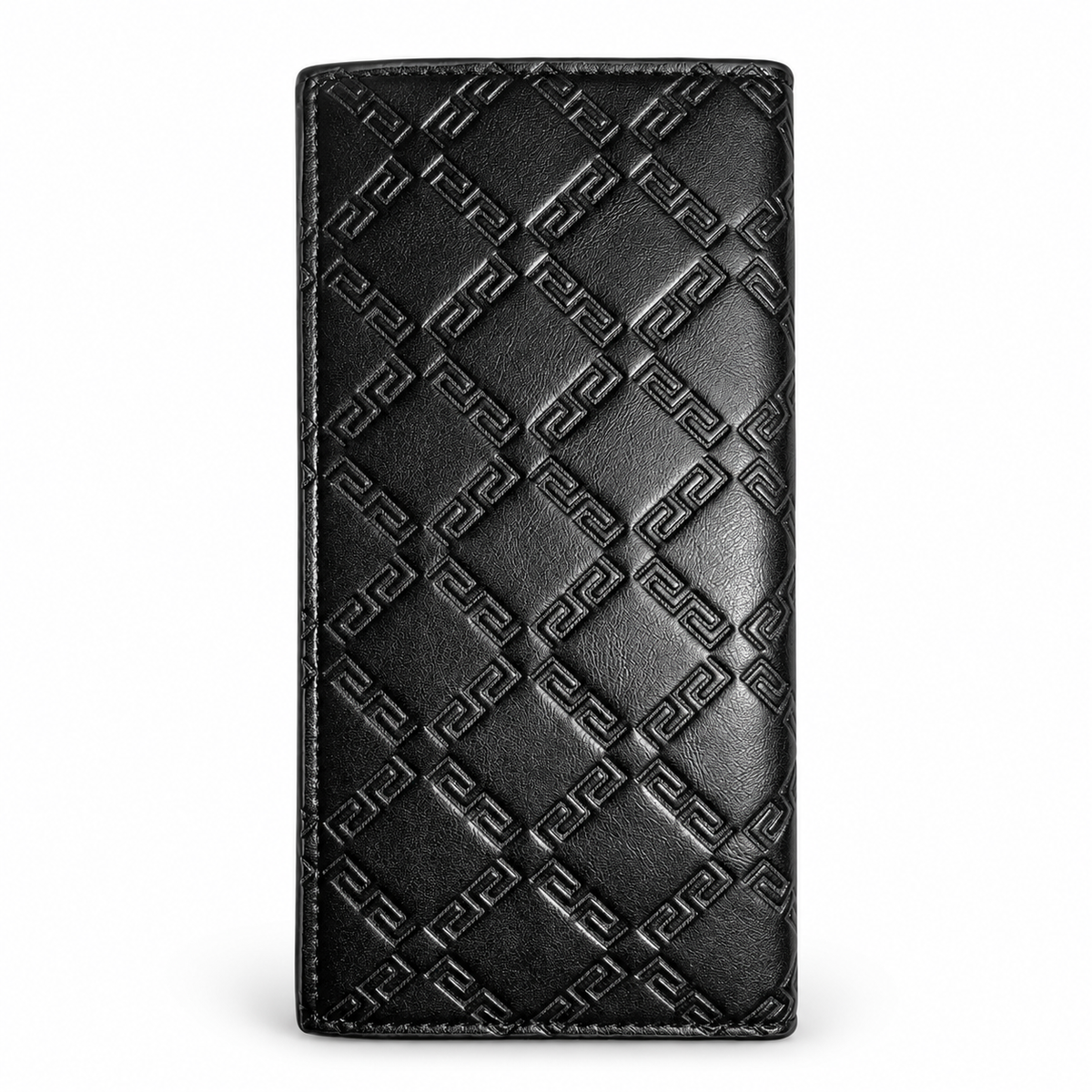 Premium Long Wallet for Men – Checkered Leather Design with Multiple Compartments