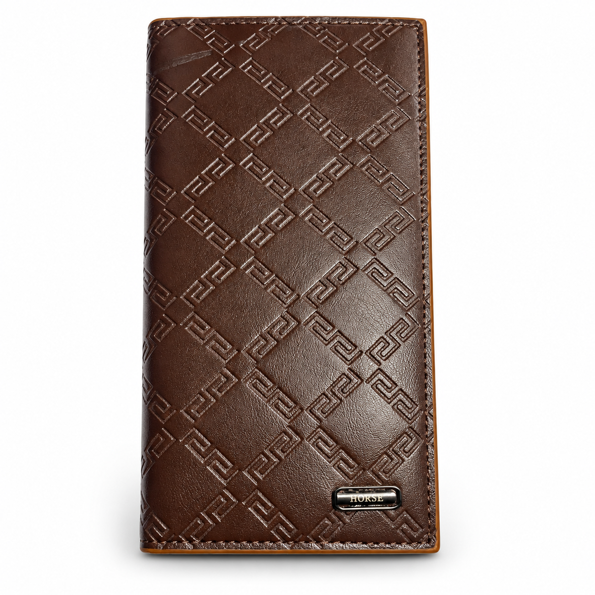 Premium Long Wallet for Men – Checkered Leather Design with Multiple Compartments