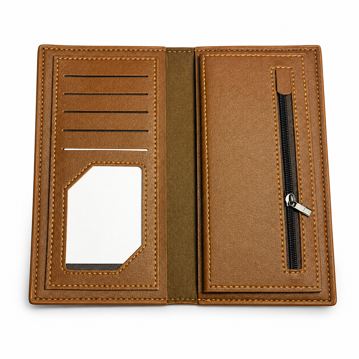 Premium Long Wallet for Men – Checkered Leather Design with Multiple Compartments