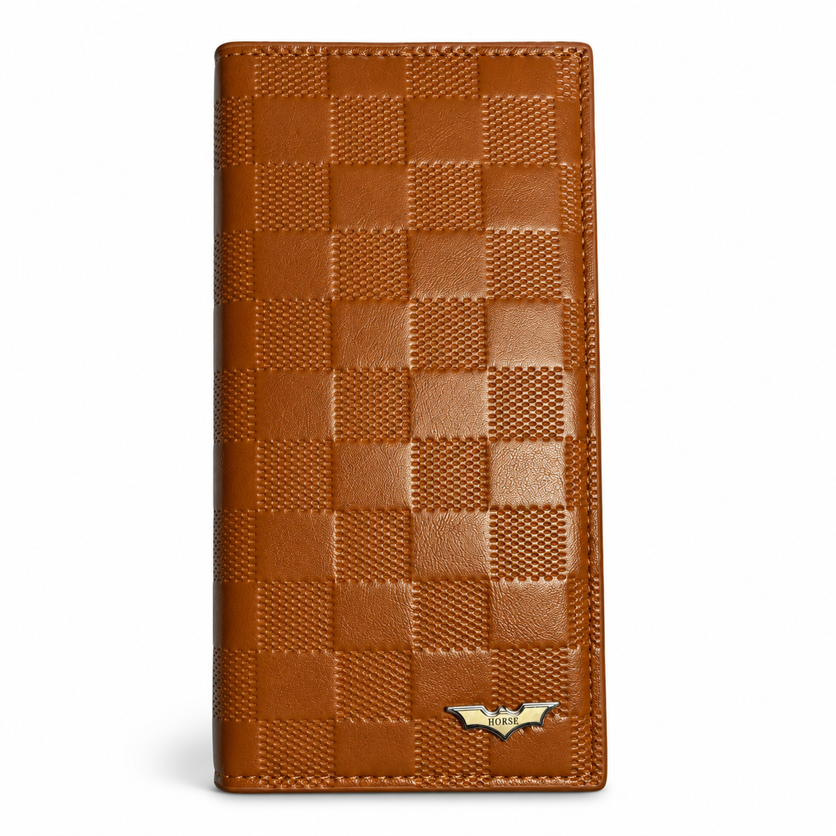 Premium Long Wallet for Men – Checkered Leather Design with Multiple Compartments