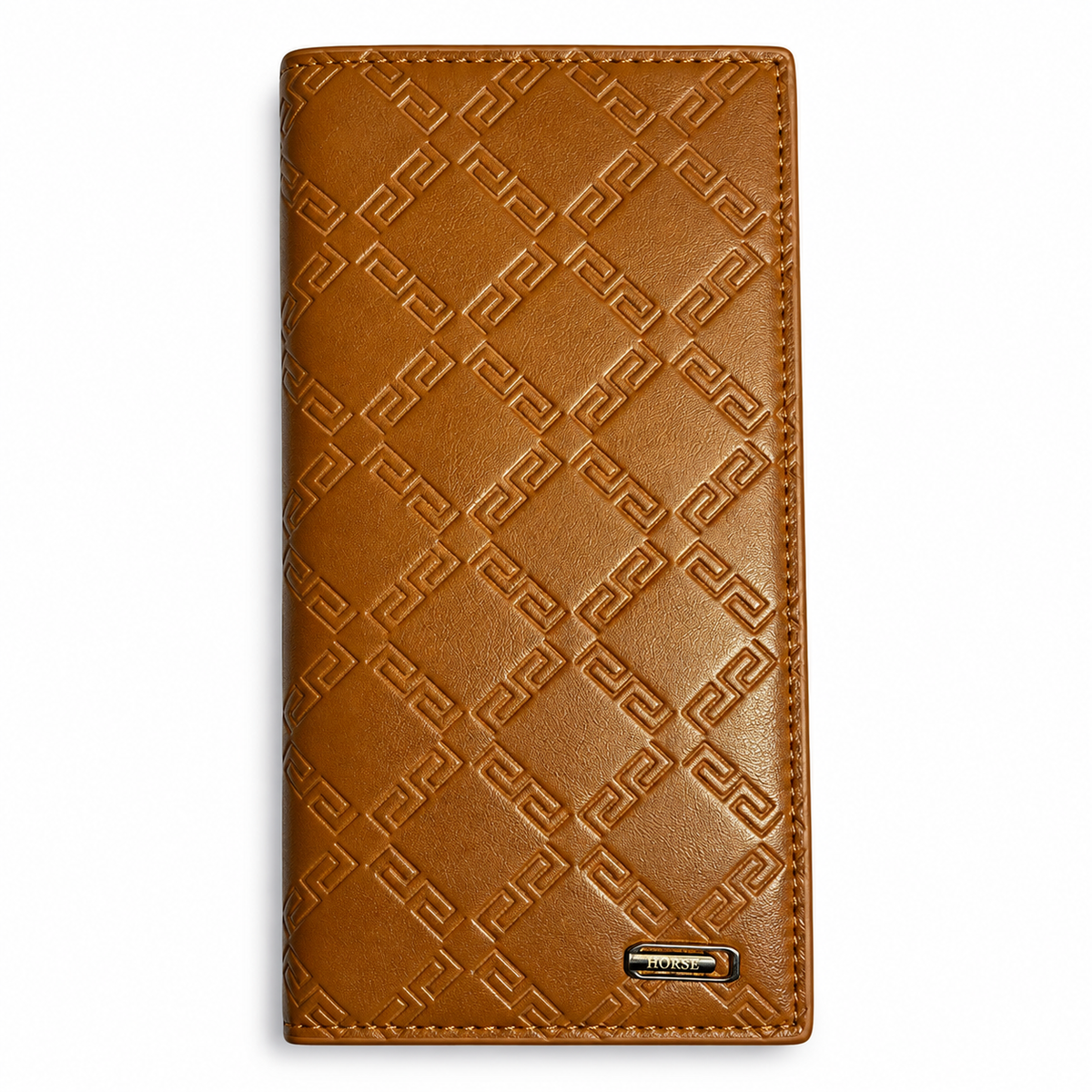 Premium Long Wallet for Men – Checkered Leather Design with Multiple Compartments