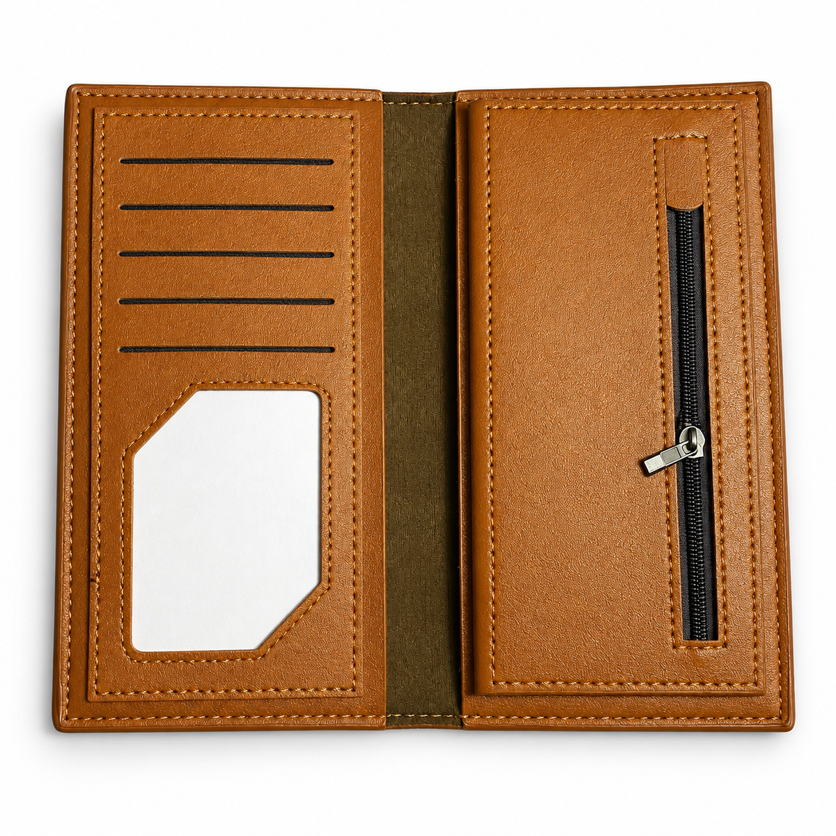 Premium Long Wallet for Men – Checkered Leather Design with Multiple Compartments