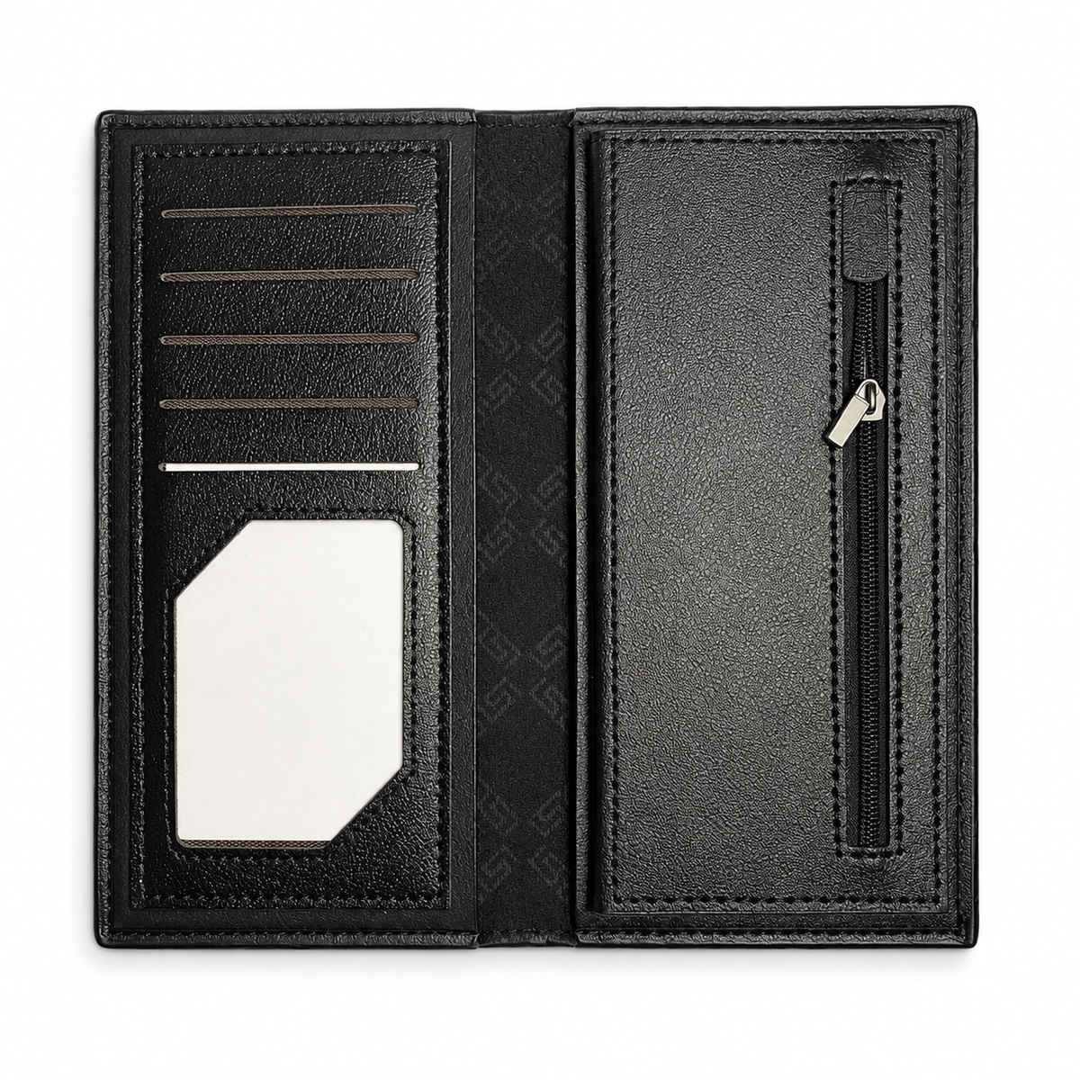 Premium Long Wallet for Men – Checkered Leather Design with Multiple Compartments