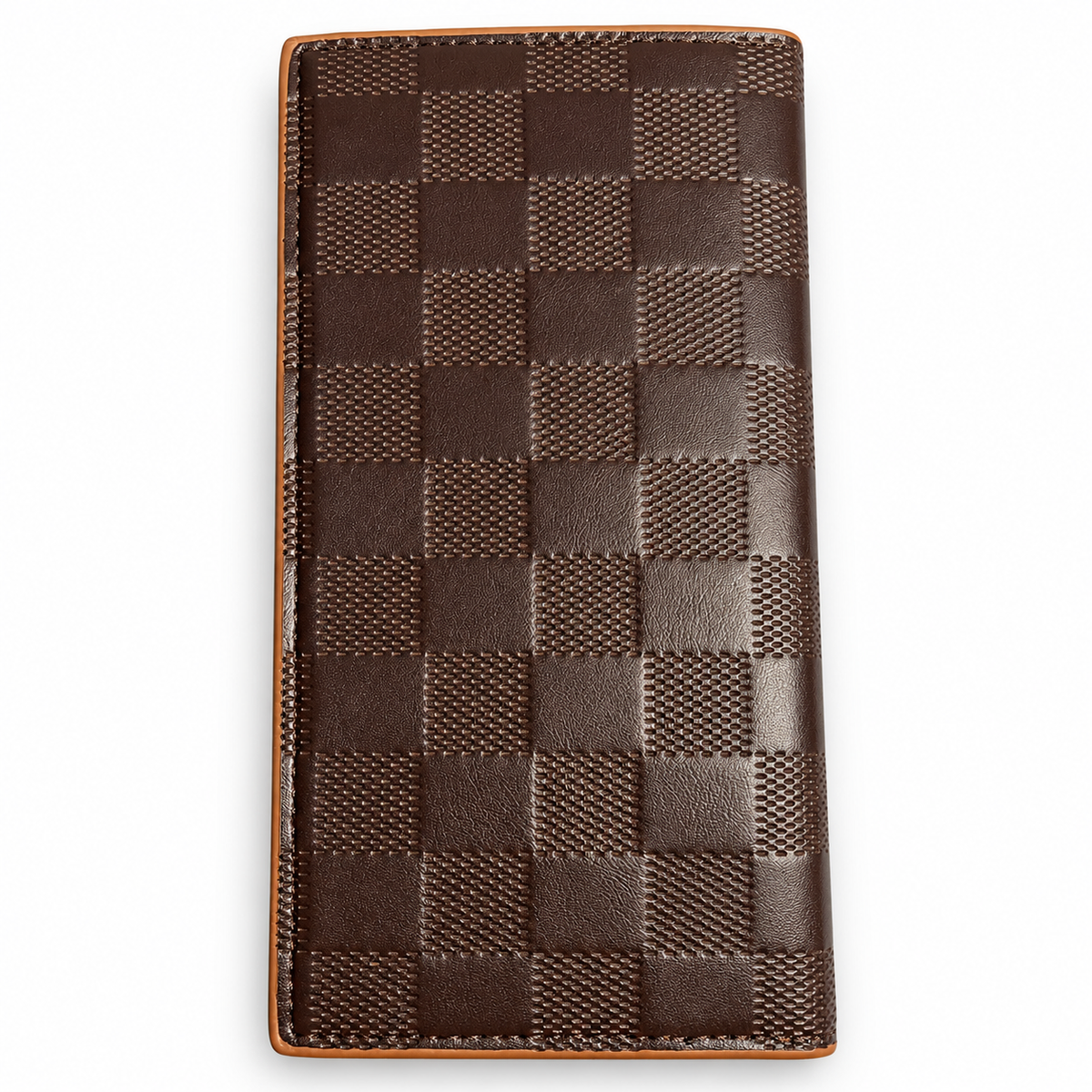 Premium Long Wallet for Men – Checkered Leather Design with Multiple Compartments