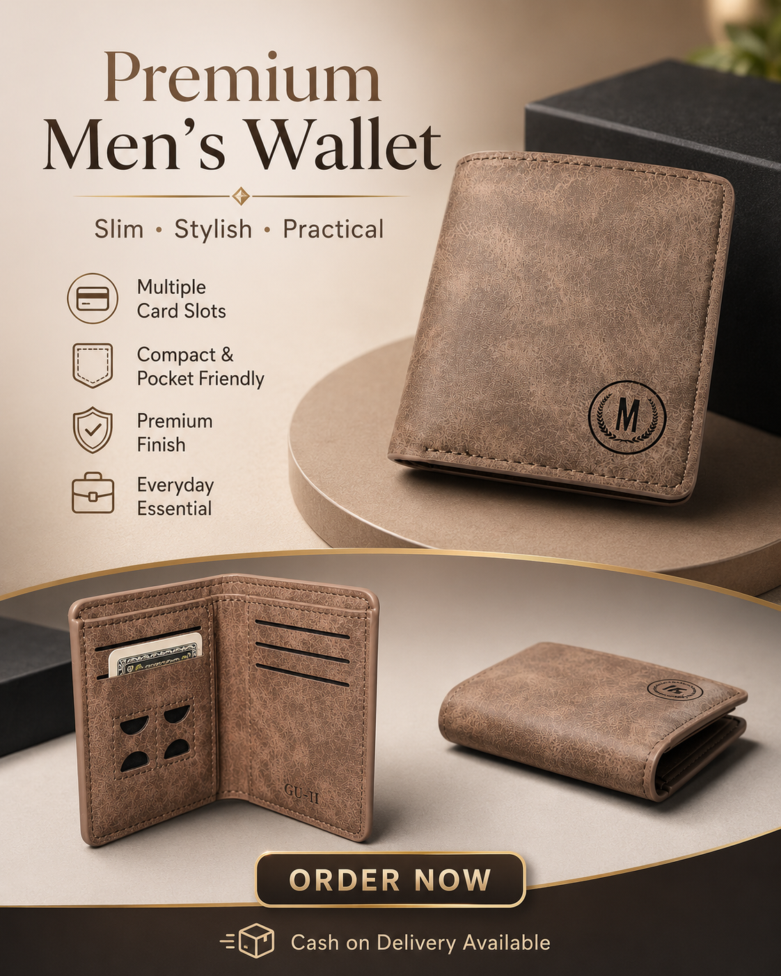 Slim Wallet for Men – Minimalist Bi-Fold Card Holder with Multi-Slots