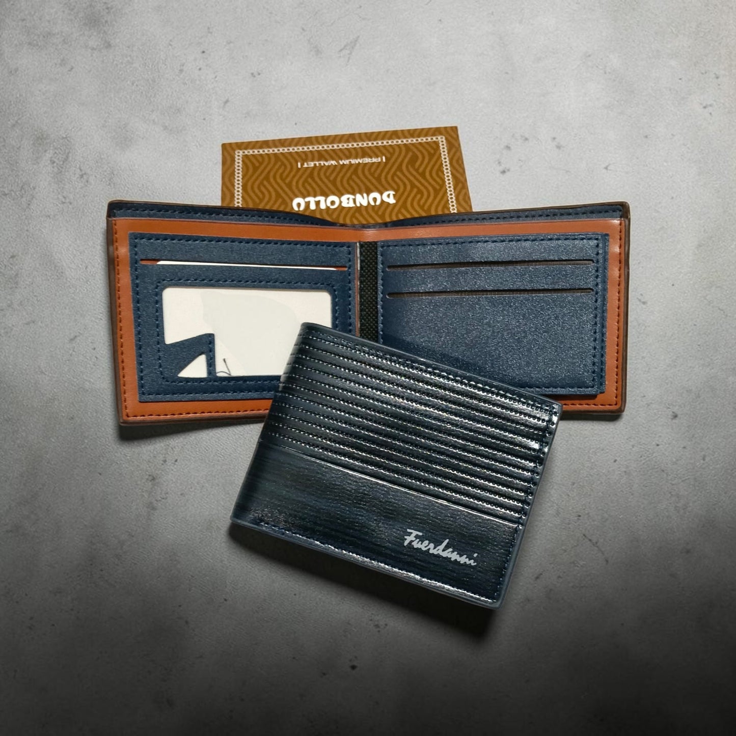Fuerdanni Textured Striped Men's Bi-Fold Wallet
