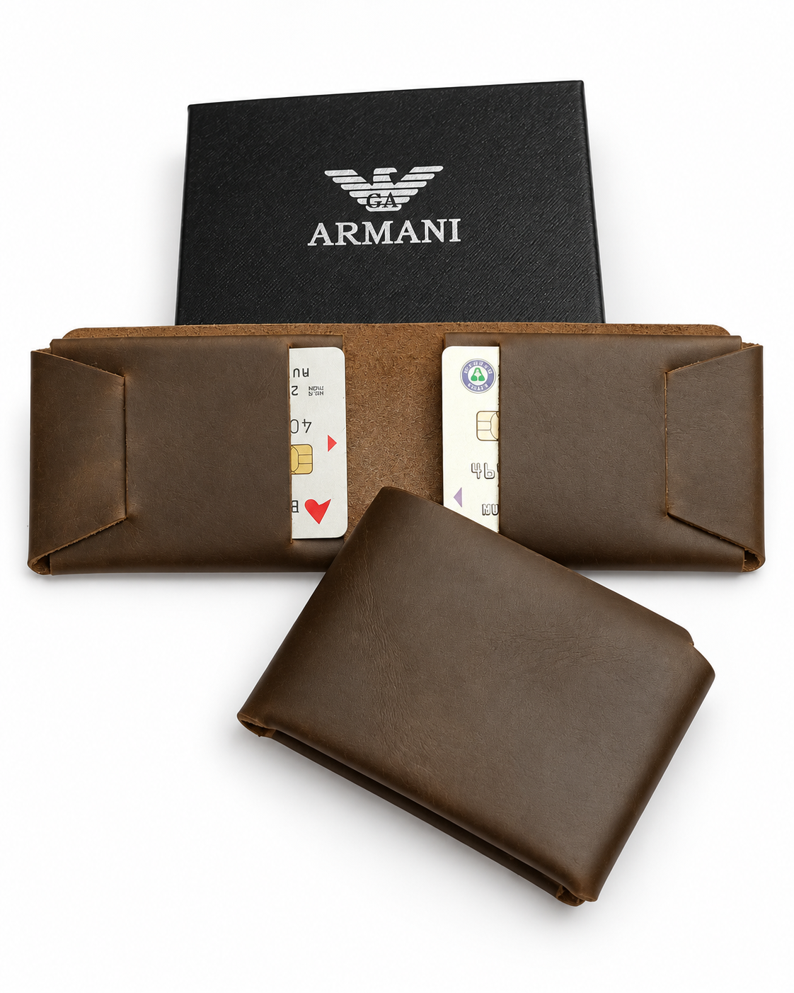 100% Genuine Leather Slim Bifold Wallet for Men – Minimalist Card & Cash Holder