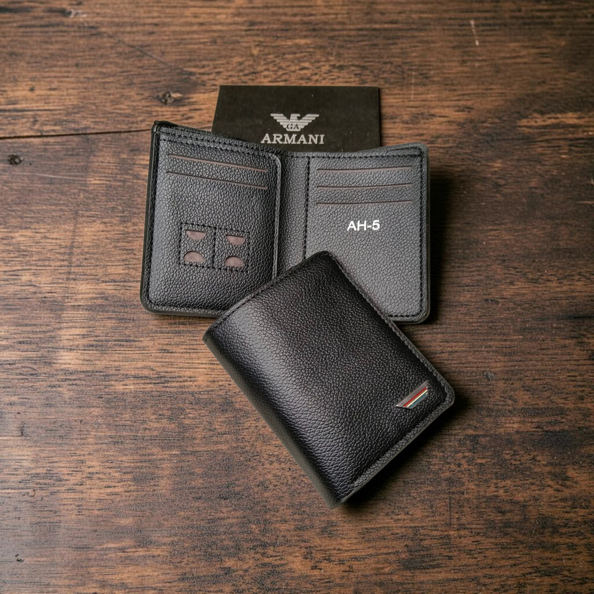 Slim Men's Black Textured Leather Wallet with Multiple Card Slots