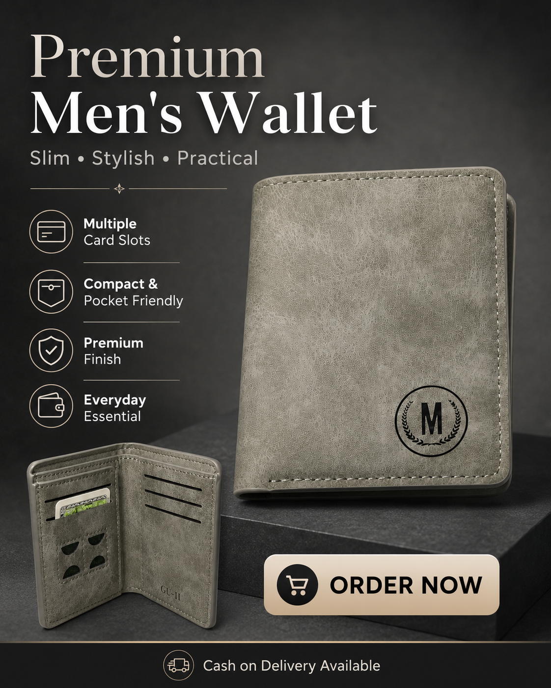 Slim Wallet for Men – Minimalist Bi-Fold Card Holder with Multi-Slots
