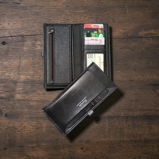 Premium Men's Long Leather Wallet – Multi Card Holder, Cash & Phone Organizer