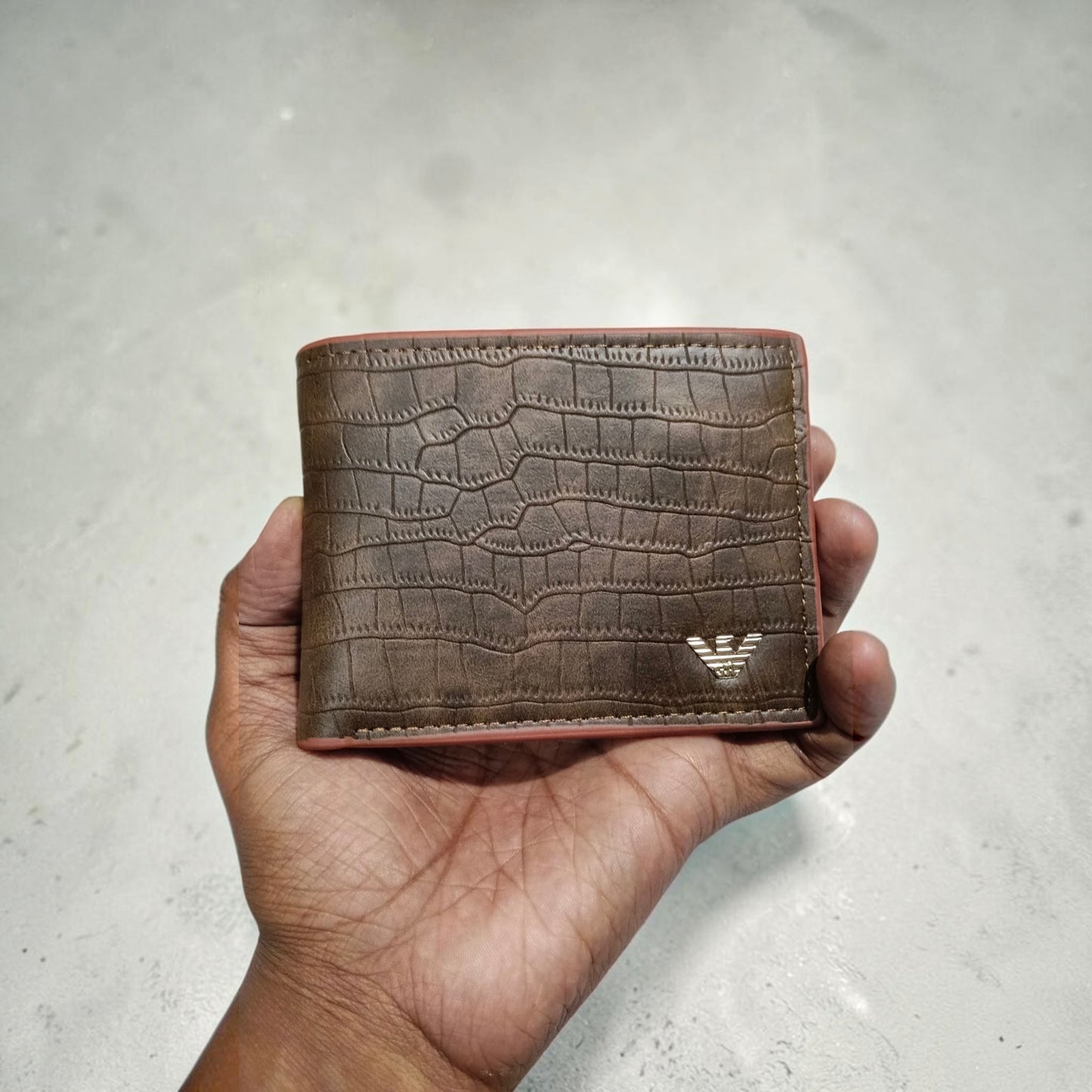 Emporio Armani Textured Bi-Fold Leather Wallet With Premium Box