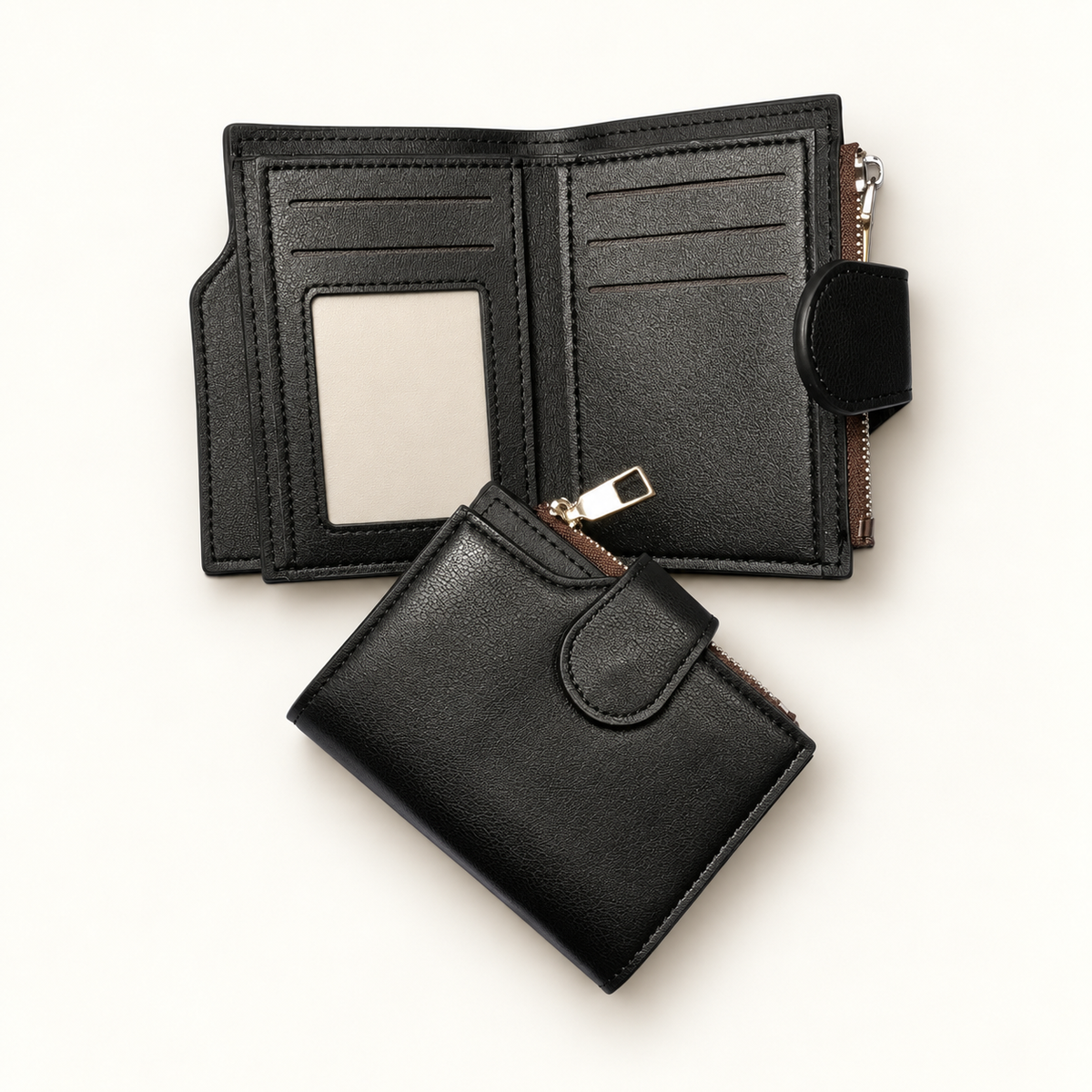 Men's Leather Wallet – Slim Bifold with Dual ID Windows & Coin Pocket