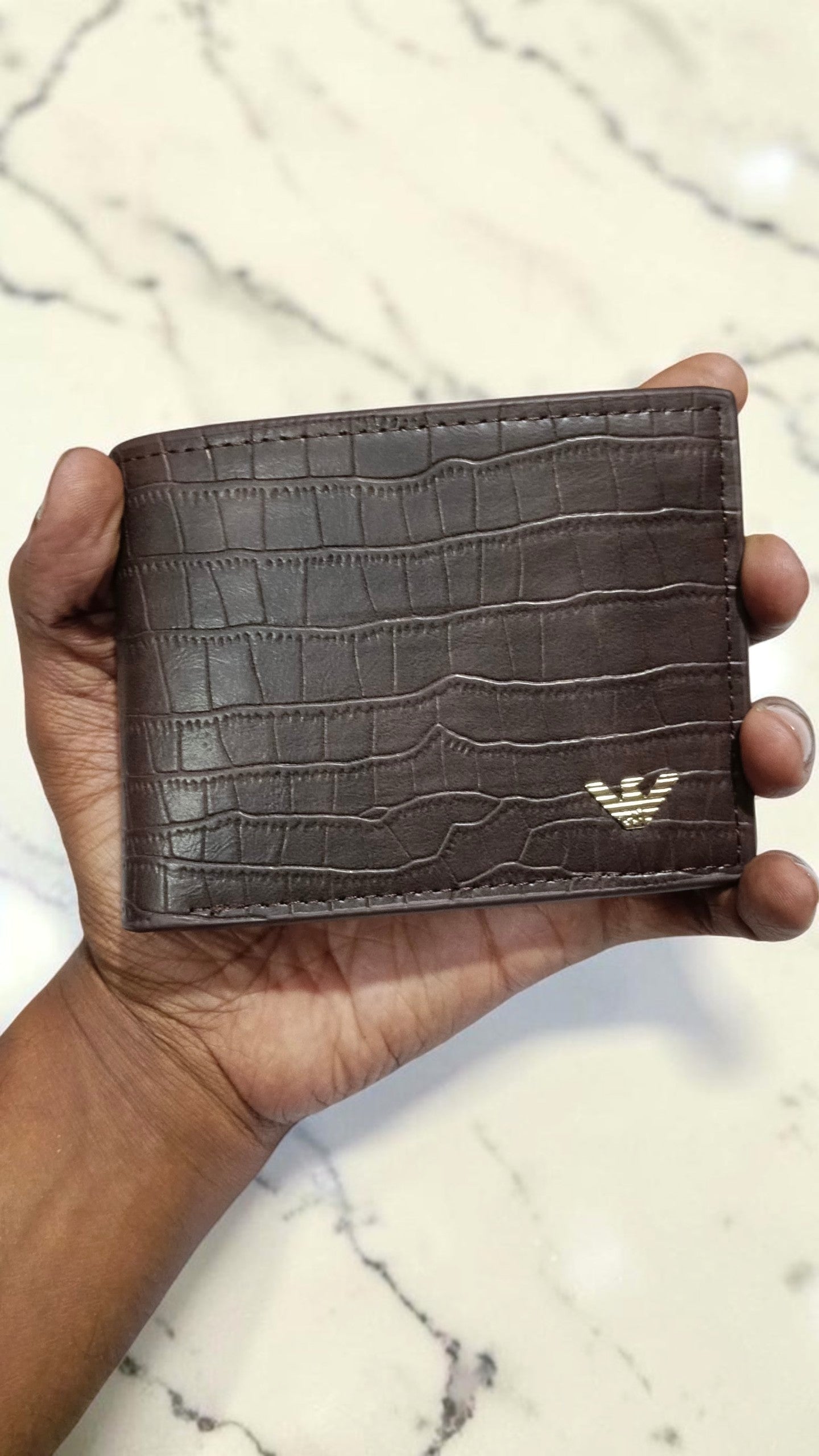 Emporio Armani Textured Bi-Fold Leather Wallet With Premium Box
