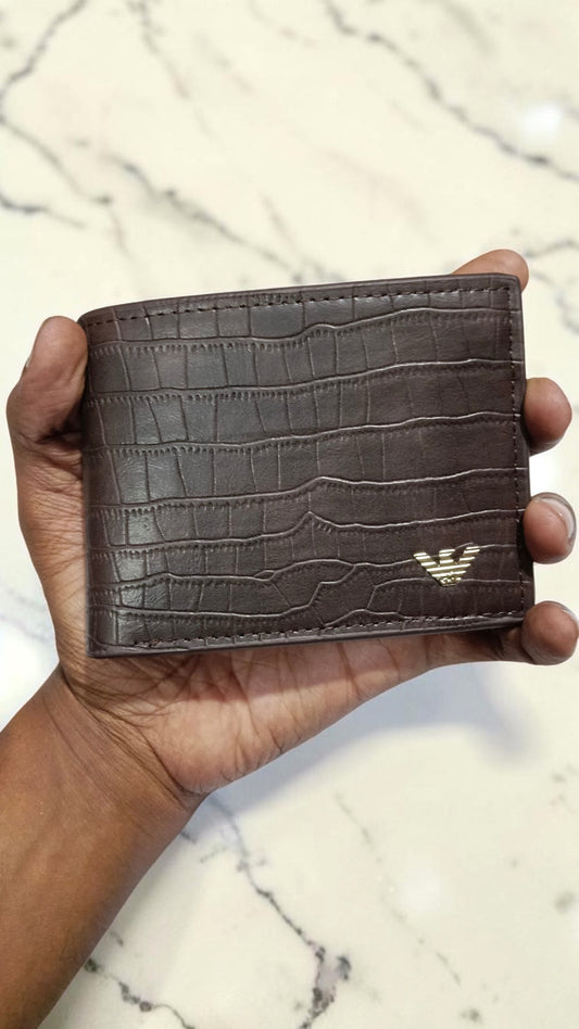 Emporio Armani Textured Bi-Fold Leather Wallet With Premium Box